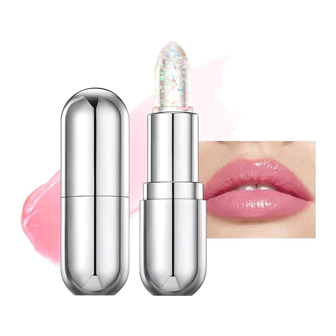 BINGBRUSH Clear Crystal Color Changing PH Lipstick,Rich in Vitamin E for All-Day Moisture,Gold Foil Long Lasting Moisturizer Waterproof Discoloration (02#)