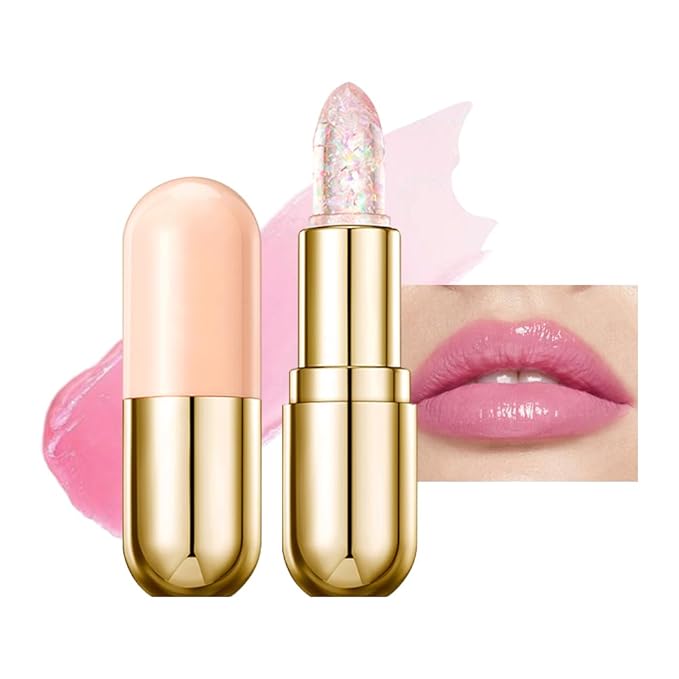 BINGBRUSH Clear Crystal Color Changing PH Lipstick,Rich in Vitamin E for All-Day Moisture,Gold Foil Long Lasting Moisturizer Waterproof Discoloration (03#)