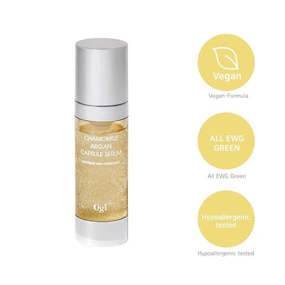 [Ogi] Chamomile Argan Capsule Serum, Vegan Serum, Mild Serum for Soothing, Moisturizing, Sebum Control & Anti-Aging, EWG Green, 1.01 fl. oz.