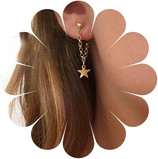 Boho Star Chain Earrings Gold Star
