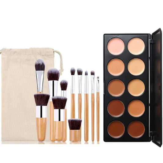 10 Shade Creamy Concealer Kit with Makeup Brush