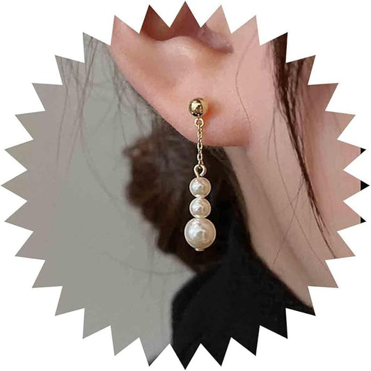 Vintage Pearl Drop Earrings Long Pearl