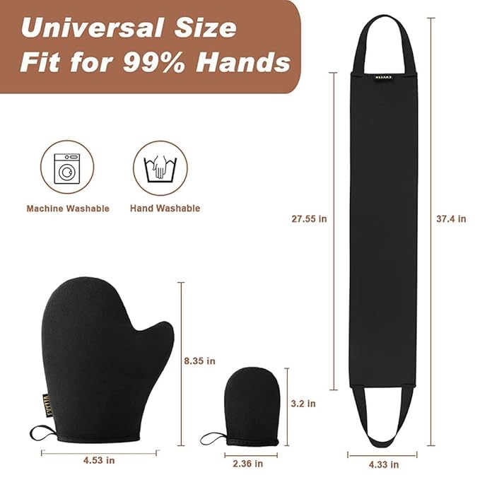 Self Tanning Mitt Applicator - EVYTTA 3 Set Self Tanner Mitt Applicator with Tanning Glove for Self Tan, Back Applicator, Mini Tanning Mitts Self Tanner Mit, Self Tan Mitt Applicator, Self Tan Mit