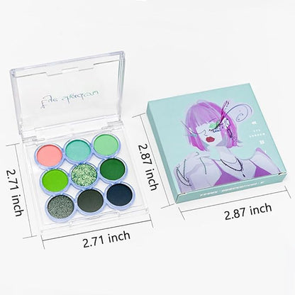 9 Colors Green Olive Matte Shimmer Eyeshadow Palette
