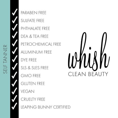 Whish Beauty Self Tanner - Sunless Tanning Lotion for Face & Body - Moisturizes with Shea Butter, Mango Butter, & Aloe - For All Skin Tones - Paraben & Sulfate Free, 5 fl oz (Sun Kissed Agave)