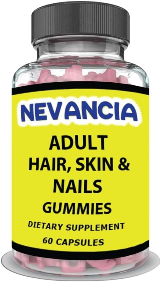 Adult Hair, Skin & Nails Gummies - Biotin 5000 mcg - for Faster & Healthier Hair Growth, Stronger Nails, Healthier Skin – for Women & Men - Extra Strength, 60 Vegan Gummies