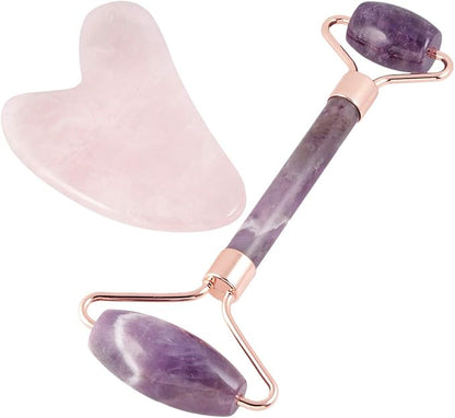 mookaitedecor Amethyst Roller & Rose Quartz Scraping