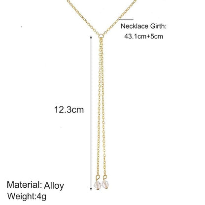 Boho Crystal Drop Necklace Gold Crystal