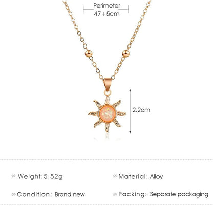 Vintage Opal Crystal Sun Pendent Necklace