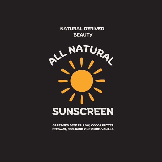 Beef Tallow & Zinc Sunblock | Tallow Sunscreen SPF 35 (2oz) | Reef Safe, Water Resistant | Beef Tallow for Skin, Tallow Face Moisturizer | Organic 100% Grass Fed Tallow, Zinc Oxide