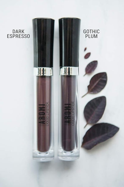 Aromi Black Plum Matte Liquid Lipstick, Dark Midnight Lip Color, Vegan and Cruelty-free, Long-lasting and Opaque Lipstick (Gothic Plum)