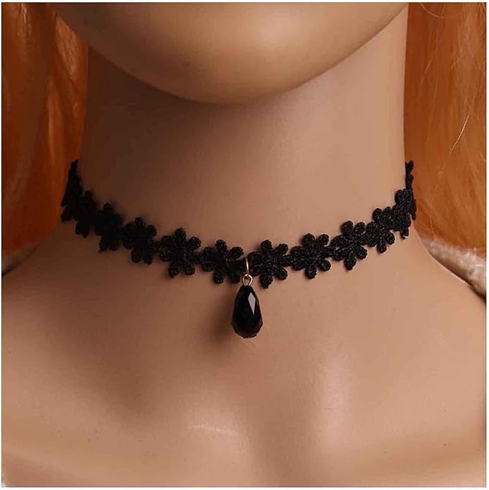 Black Choker Necklace Crystal Necklace Chain Short Collar