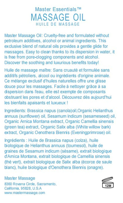 Master Massage Unscented Organic Massage Oil - Water-Soluble, Vitamin-Rich, Skin-Nourishing Formula, Ideal for Professionals and Home Use, 1-Gallon Bottle, Pack of 1