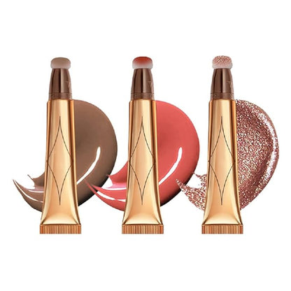 3 Color Contour Beauty Wand, Highlighter ，Face Concealer Bronze Gold)