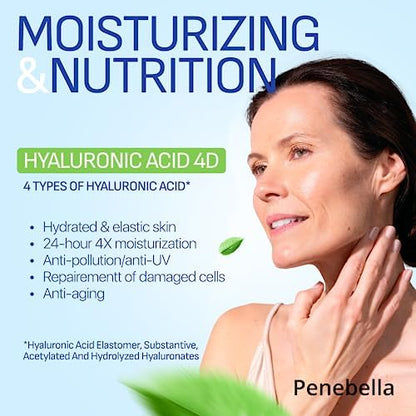 Face & Neck Cream for Tightening and Firming - Hyaluronic Acid 4D, Vitamin E + B5, Elastin - Made in Europe - Lift & Firm Cream - Face Moisturizer Anti Aging Treatment for All Skin