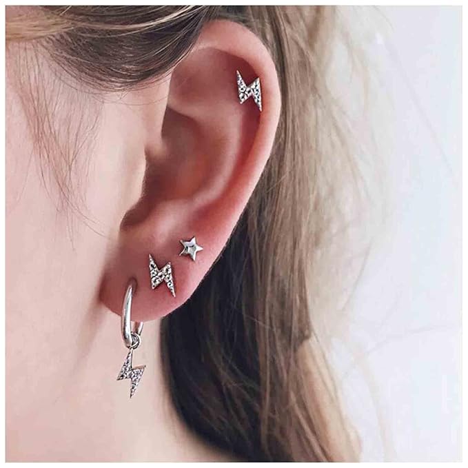 Punk Rhinestone Thunder Earrings Cz Lighting