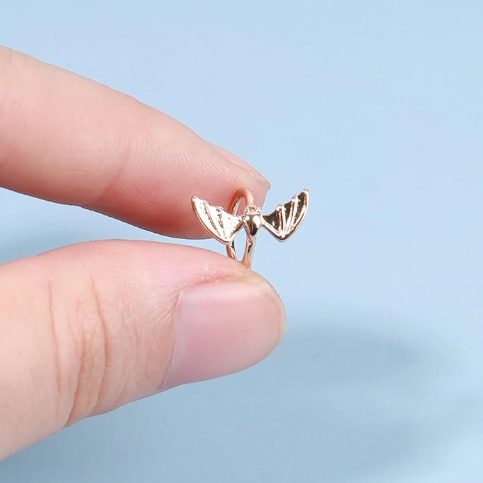 Gothic Bat Cuff Earrings Gold Bat