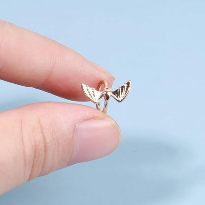 Gothic Bat Cuff Earrings Gold Bat