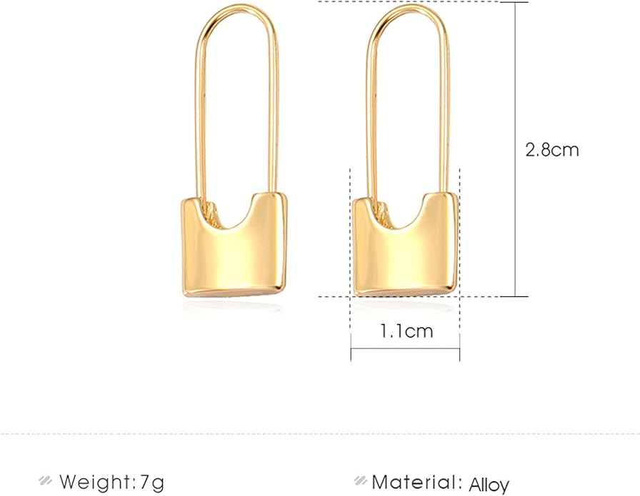 Boho Lock Hoop Earrings Safety Pin
