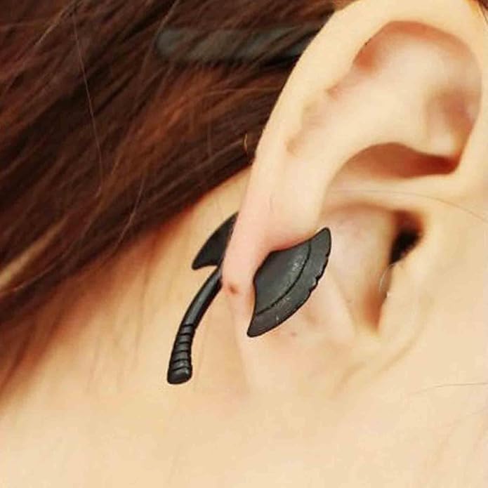 Punk Axe Ear Jacket Earrings Black