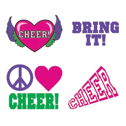 FashionTats Sport Spirit Temporary Tattoos | 100 Tattoos Removable (Cheer)
