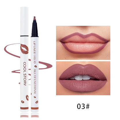 YUANLI Lip Stain Marker Pen, Lip Liner and Lipstick 2 in 1, Long Lasting Waterproof Matte Lip Tint Stain for Women, Hydrating and Waterproof 24 Hour Lip Liner Pencil & Liquid Lipstick - 03