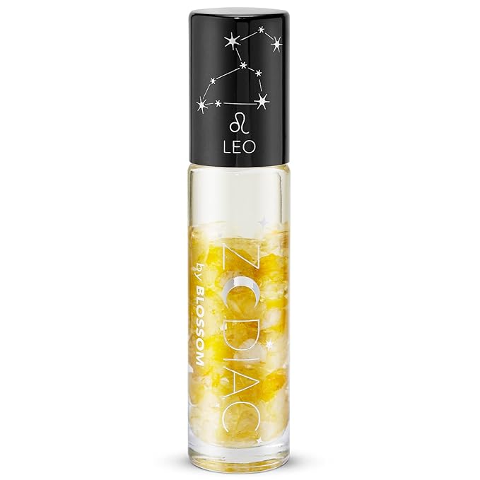 Blossom Zodiac Sign Vanilla Scented Moisturizing Roll-On Lip Gloss with Crystals, Made in USA, 0.20 fl. oz./5.9ml, Leo