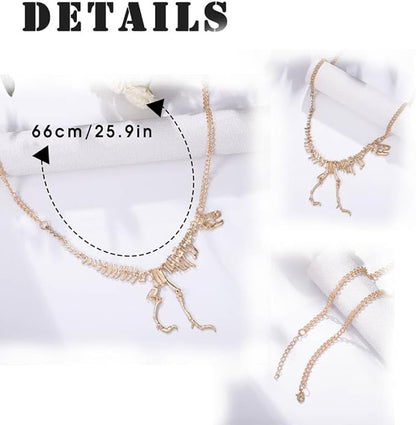Punk Long Pendant Necklace Dainty Dinosaur