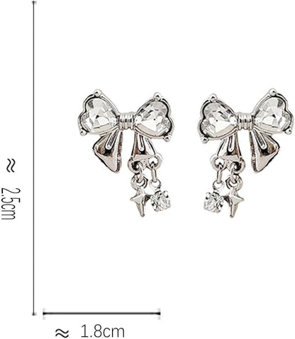 Vintage Crystal Bow Earrings Black Onyx Stud Earrings