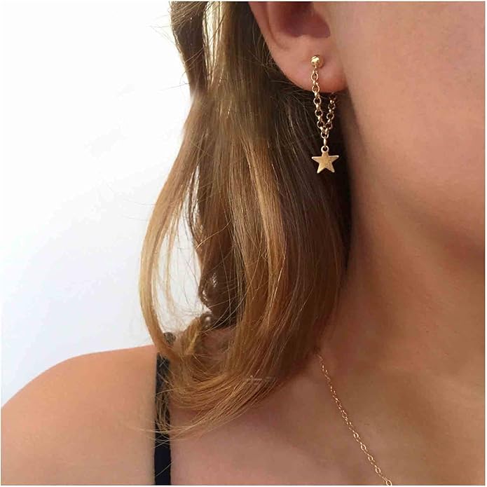Boho Star Chain Earrings Gold Star