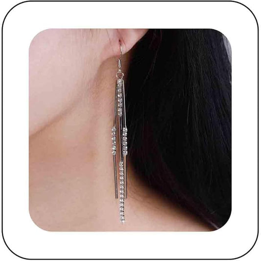 Vintage Crystal Tassel Earrings Rhinestone Bar