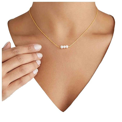 Boho Pearl Choker Necklace Gold Pearl