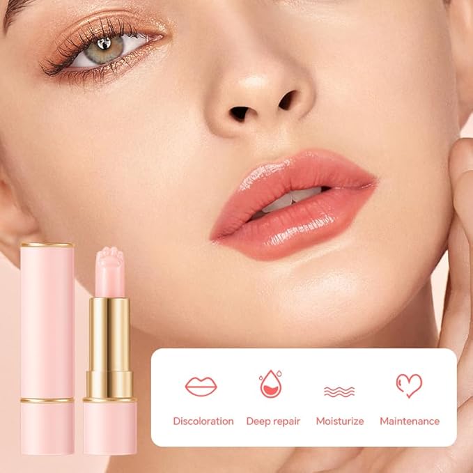 2PCS Thermochromic Lip Balm,Cat Paw Shaped Female