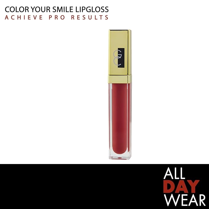 Gerard Cosmetics Color Your Smile Lip Gloss Rose Hill | Super Pigmented Red Lip Gloss with LED Light and Mirror | Shiny Finish | Hydrating Liquid Lip Color | Cruelty Free and Made in USA