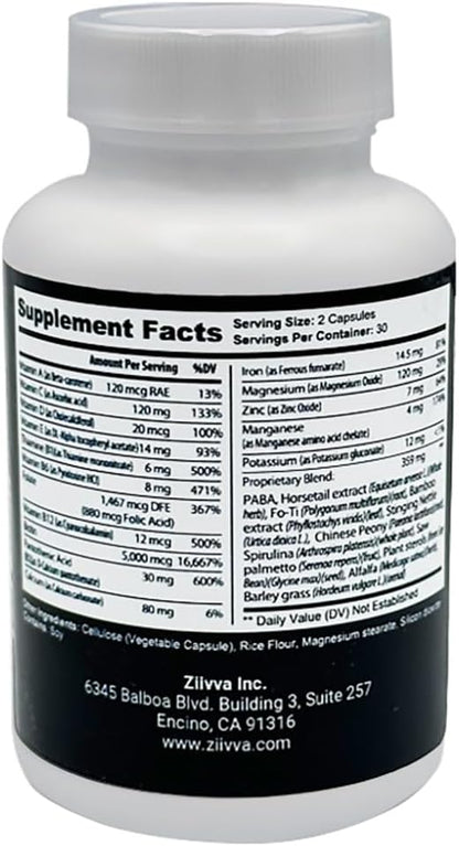 Hair Vitamins for Men - All Natural Vegan Biotin 5000 Mcg Capsules - Hair Supplements for Growth & Thickness - Promote Healthier Hair, Skin, Nails - Hair Growth Supplement Formula