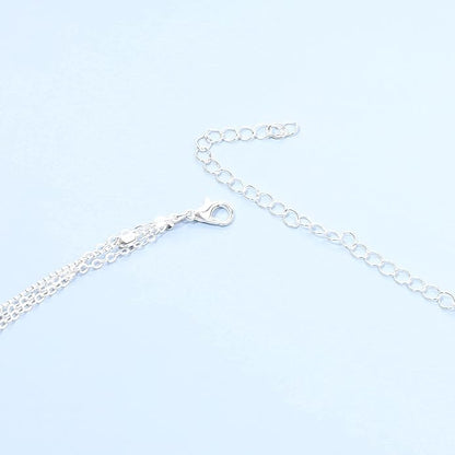 Boho Layered Moon Necklace Silver Compass