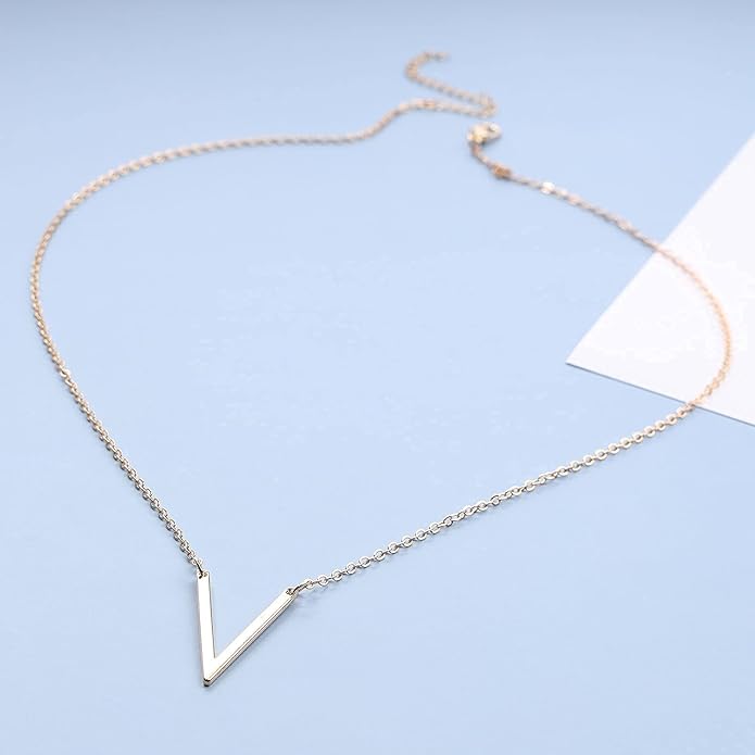 Letter V Pendant Necklace Monogram Necklace Choker Minimalist