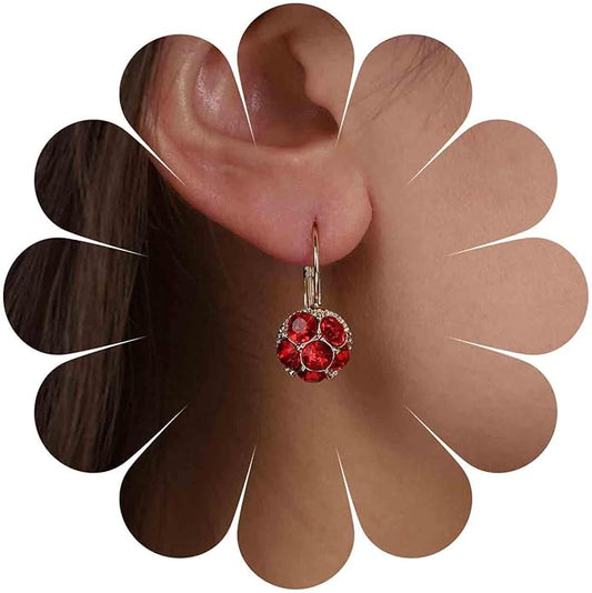 Vintage Ruby Dangle Earrings Red Crystal
