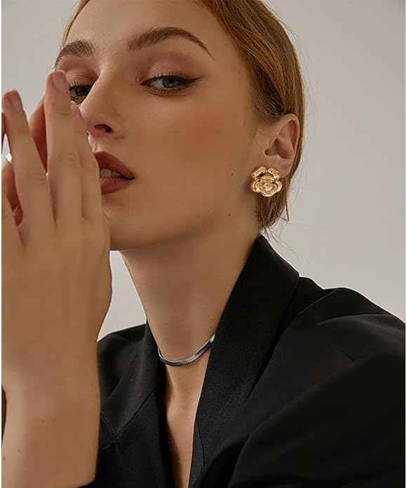 CLASSYZINT Gold/White/Red/Black Flower Stud Earrings