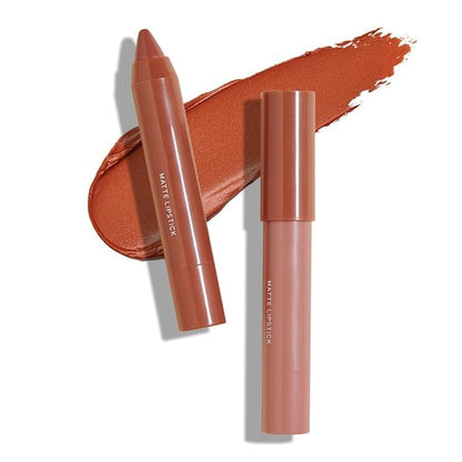 3 Colors Matt Nude Lipstick Lipliner Lip Crayons Pack Set,Velvet Moisture Smooth Matte Lipstick Pencils,Waterproof&Waterlasting,#01#03#07