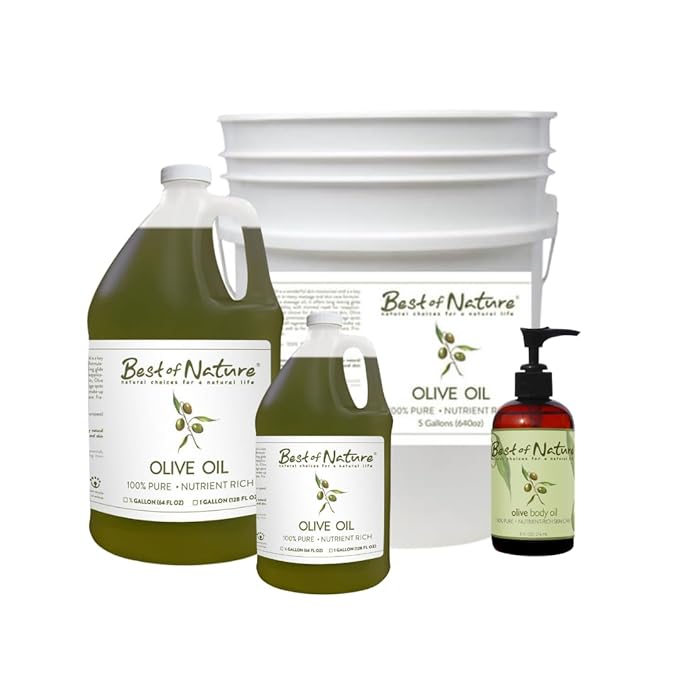 Best of Nature 100% Pure Olive Massage & Body Oil – Cold Pressed, Natural & Unscented Moisturizer for Skin, Hair & Bath, 1 Gallon (128 fl oz)