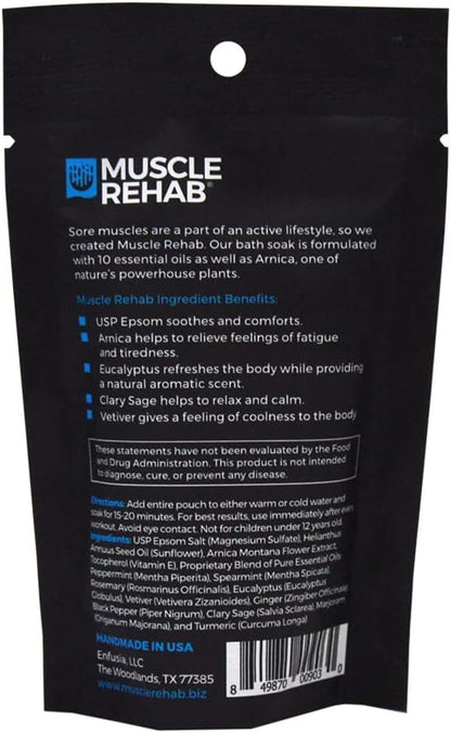 (5) 2.5oz Travel Bath Epsom Soak Packets Arnica Infused Magnesium Salt, Body, Hand and Foot Pain Relief, Sore Feet Relief, Essential Oils in Epsom Salt Foot soak for Pain Relief