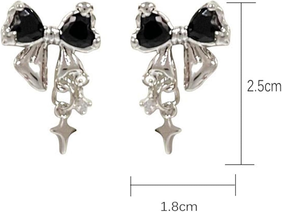 Vintage Crystal Bow Earrings Black Onyx Stud Earrings