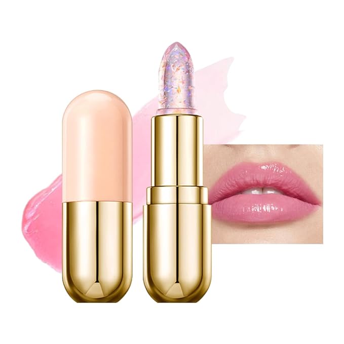 BINGBRUSH Clear Crystal Color Changing PH Lipstick,Rich in Vitamin E for All-Day Moisture,Gold Foil Long Lasting Moisturizer Waterproof Discoloration (04#)