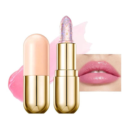 BINGBRUSH Clear Crystal Color Changing PH Lipstick,Rich in Vitamin E for All-Day Moisture,Gold Foil Long Lasting Moisturizer Waterproof Discoloration (04#)