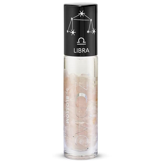 Blossom Zodiac Sign Vanilla Scented Moisturizing Roll-On Lip Gloss with Crystals, Made in USA, 0.20 fl. oz./5.9ml, Libra
