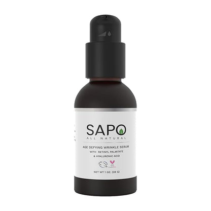 Wrinkle Serum with Bakuchiol, Hyaluronic Acid and Retinyl Palmitate - Daily Anti-Aging Essence for Fine Lines & Plump Skin, 1 Fl Oz
