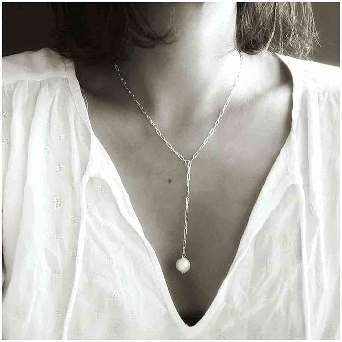 Long Pearl Necklace Pearl Lariat Y