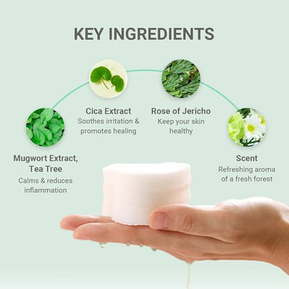 TENZERO Heart Leaf CICA Essence Heart Pad 50ea, Redness Relief Soothing Pore Care for Sensitive Skin, Korean Facial Toner Pads, Hydrating & Refreshing, Centella, 150g