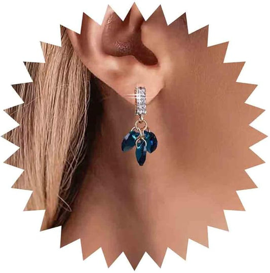 Boho Sapphire Tassel Earrings Blue Crystal
